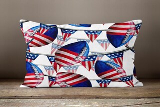 Set 4 Federe Decorative 45x45 Cm Con Bandiera Americana Stelle E Strisce | Lino Sintetico Per Divano E Letto