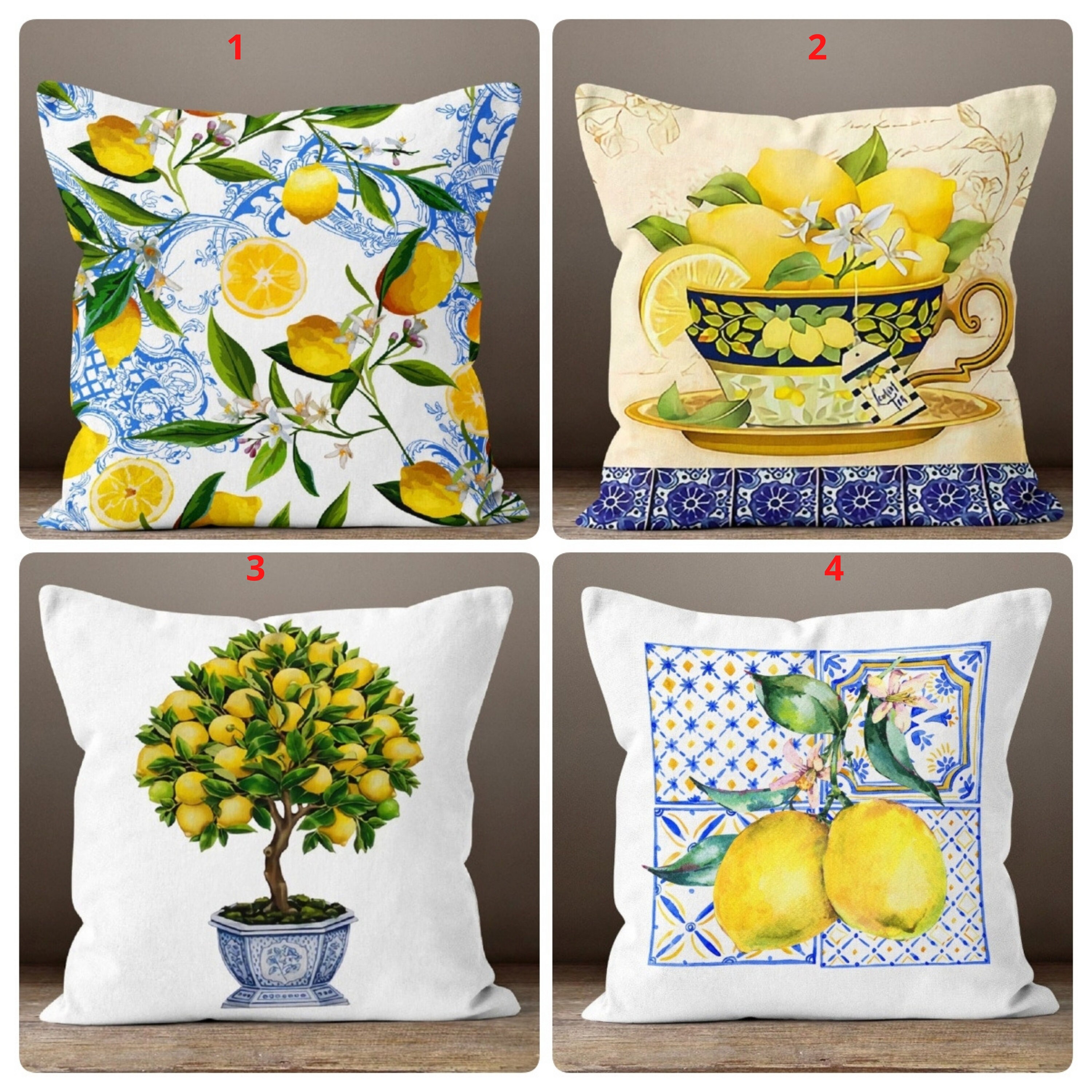 set of 2 cushion pillow covers lemon fruits cushion cover 