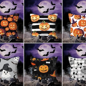 Halloween Decor Pillowcases, Spooky House Throw Pillow Cover, Carved Pumpkin Pillow Shams, Scary Decor, Witch Hat Pillow Top, Halloween Gift