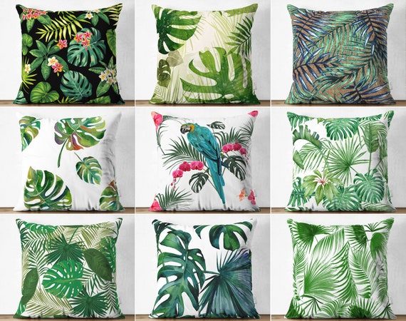 Monstera Leaf Pillow Case, Green Leaves Pillow Covers, Palm Leaf Printed  Cushion Case, Giant Leaves Spring Decorative Pillows, New Home Gift 