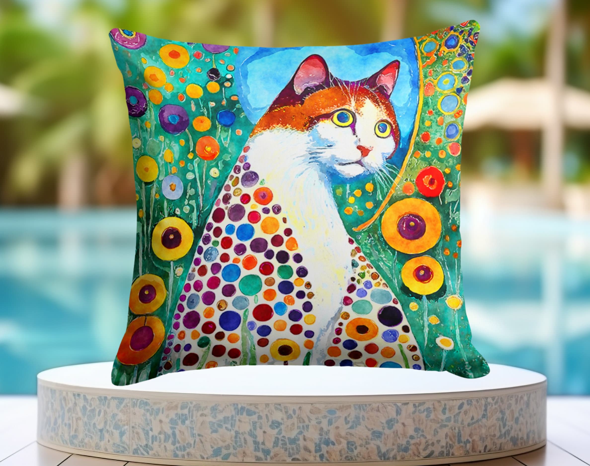 VORCOOL Federa Per Cuscino 45x45 Cm In Cotone E Lino - Motivo Gatto E Ombrello - Con Cerniera