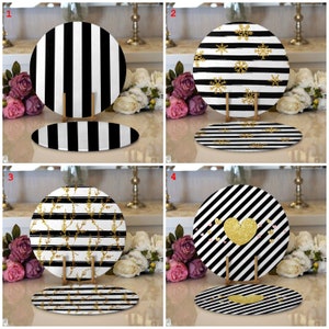 Black and White Placemat, Outdoor Placemat, Black White Table Mat, Striped Dining Mat, Black White Supla, American Service Mat (Set of 2)