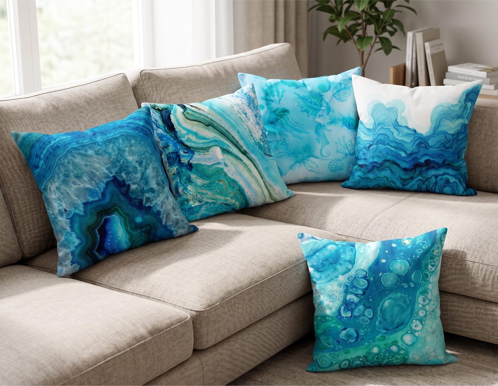 Turquoise Aqua Pillow Cover
