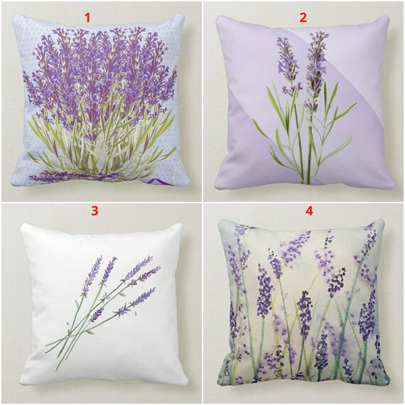 Lavender Cushion Cover Lilac Floral Pillow Cover Flower Etsy