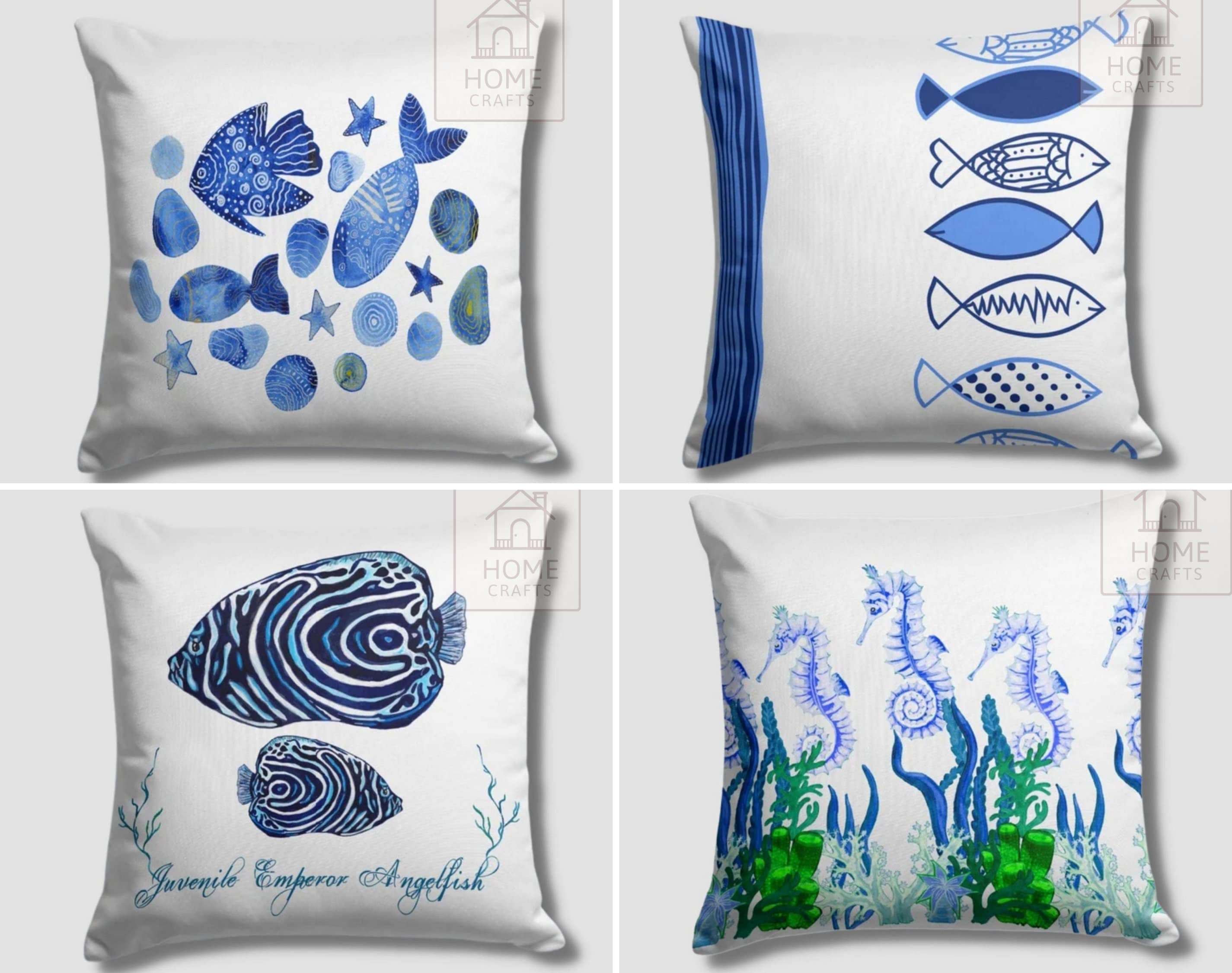 Fish Printing Pillow Covers, Fish Throw Pillow Cases, Fish Outdoor Cushion  Case, Aquarium Pillow Top, Sea Life Pillow Sham, Multiple Sizes 