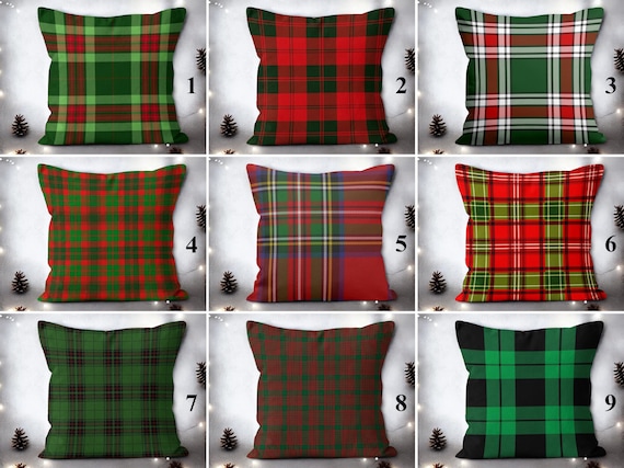 Red Green Plaid Pillow Covers Tartan Cushion Case Christmas Pillow Case Xmas Decorative Throw Cushion Cover Checkered Pillow Home Decor Etsy Canada