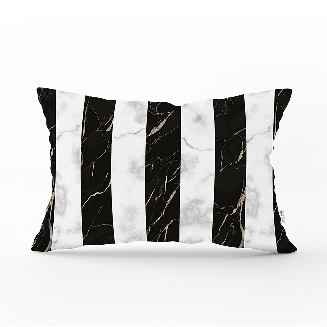 Black and White Lumbar Pillow Black White Stripes Throw Etsy