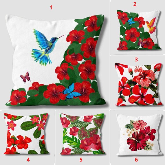 Red Lily Pillow Covers Floral Throw Pillow Floral Cushion Etsy