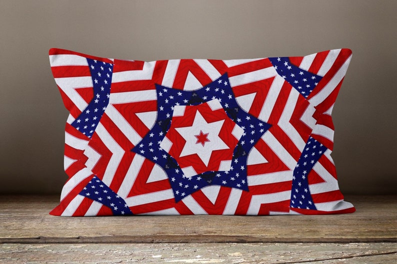 American Flag Pillow Cover USA Flag Pillow Case Red Blue Etsy