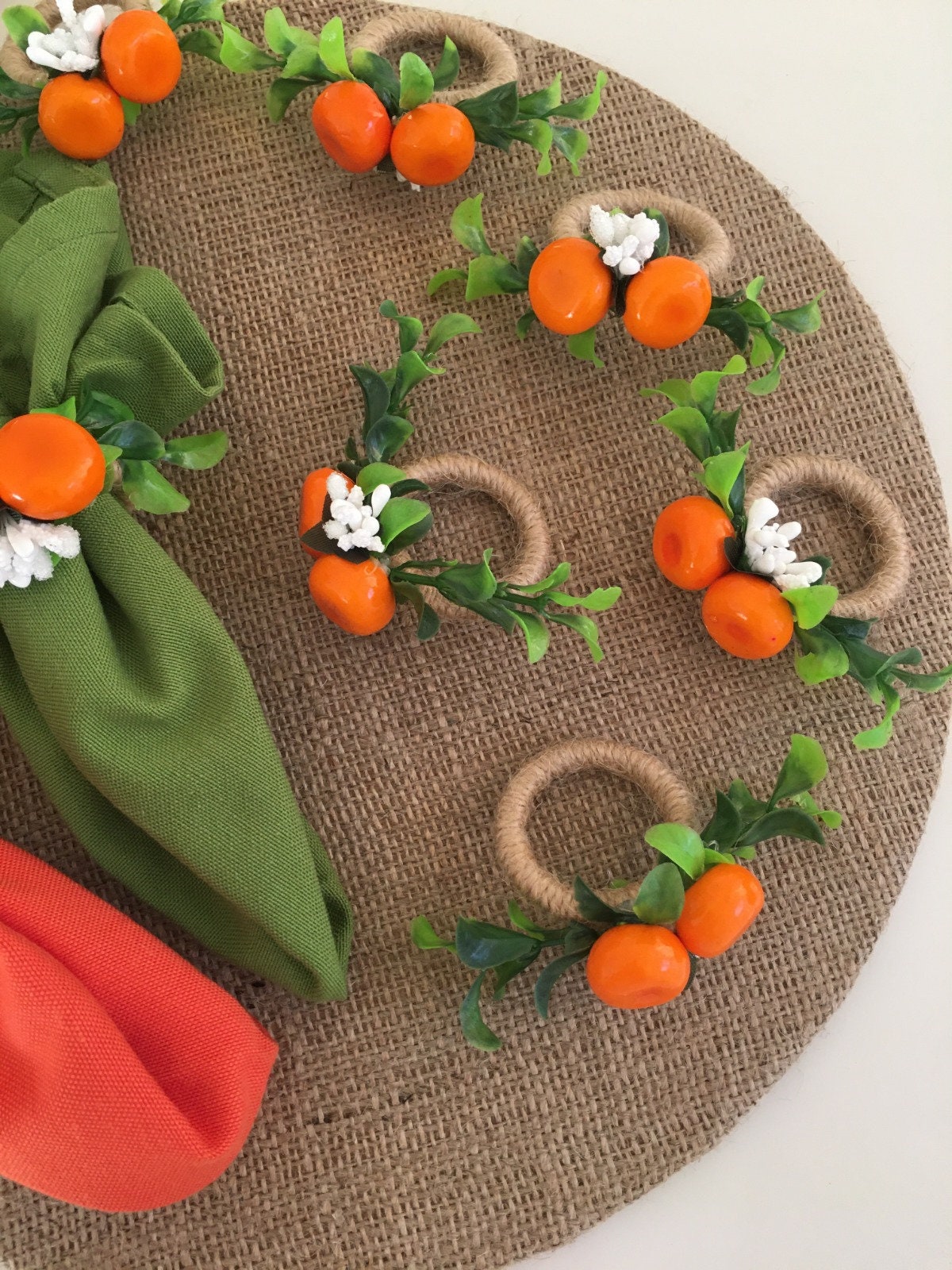 Mandarin Napkin Rings Faux Fruit Table Decor Luxury Napkin Etsy
