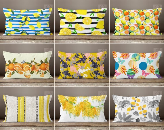Lemon Outdoor Pillow Cover Lemon Bench Pillow Yellow Outdoor