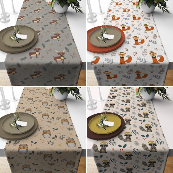 Holly Berry Pattern Table Runner, Fox Design Table Runner, Skunk Style Table Runner, Deer Table Runner, Koala Table Decor, Dining Room Decor