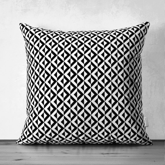 Black White Cushion Covers Geometric Couch Cushion Checkered