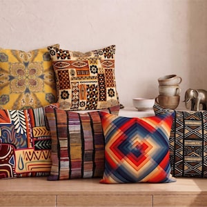 Fodera per cuscino decorativo in stile africano, cuscino etnico geometrico, decorazione per la casa
