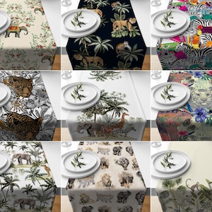 Safari Animal Table Runner, African Table Top, Animal Pattern Table Cover, Rectangle Tablecloth, African Kitchen Runner, Housewarming Gift