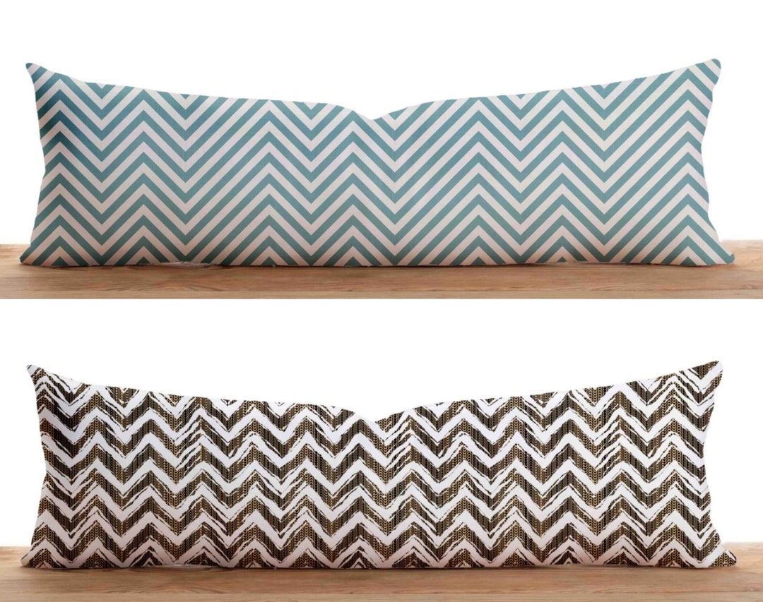 Zigzag Pattern Long Pillow Case, Chevron Design Bolster Pillow Cover