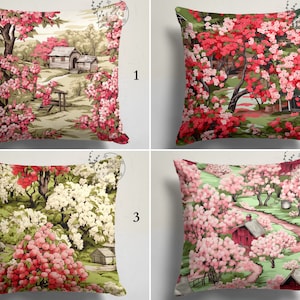 Cherry Flower Couch Pillow Cases, Spring Decorative Cushion Case, Pink Floral Sofa Decor Covers, Premium Quality Pillows, Elegant Home Decor
