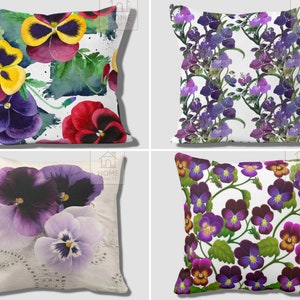 Flower Pillow Covers, Violet Color Decorative Trend Pillow Case, Floral Accent Cushion Cover, Flower Print Pillows, Fashionable Pillow Top