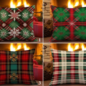 Federe natalizie a quadri e a quadri, federa rossa e verde, motivo tartan, decorazioni natalizie color bordeaux