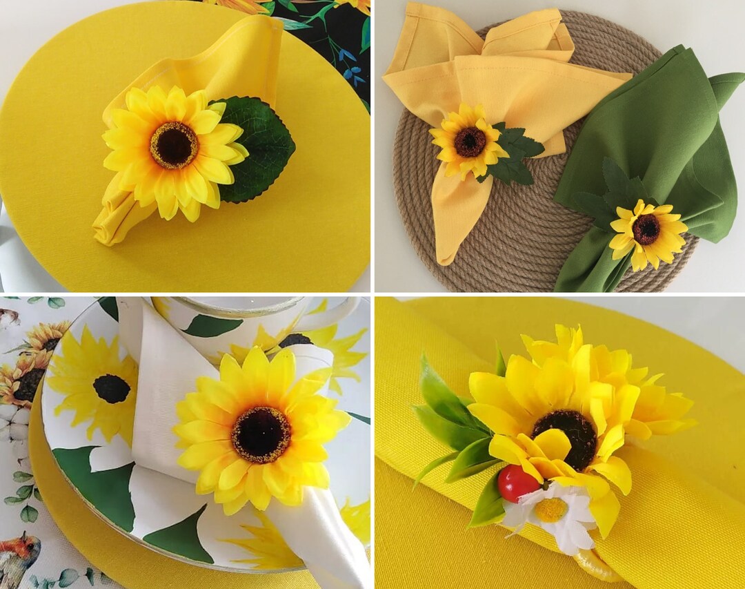Sunflower Napkin Rings Yellow Flower Napkin Rings Wedding Etsy