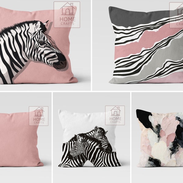 Zebra Pattern Pillow Case, Stripe Zebra Design Pillow Cover, Pink Color Cushion Cover, Luxury Decorative Pillow Sham, Stylish Home Decor
