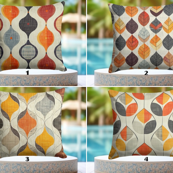WATERPROOF Mid-Century Modern Pillow Cover, Waterproof Retro Geometric Cushion