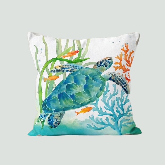 US SELLER decorative throw cean beach sea life animal turtle cushion cover 