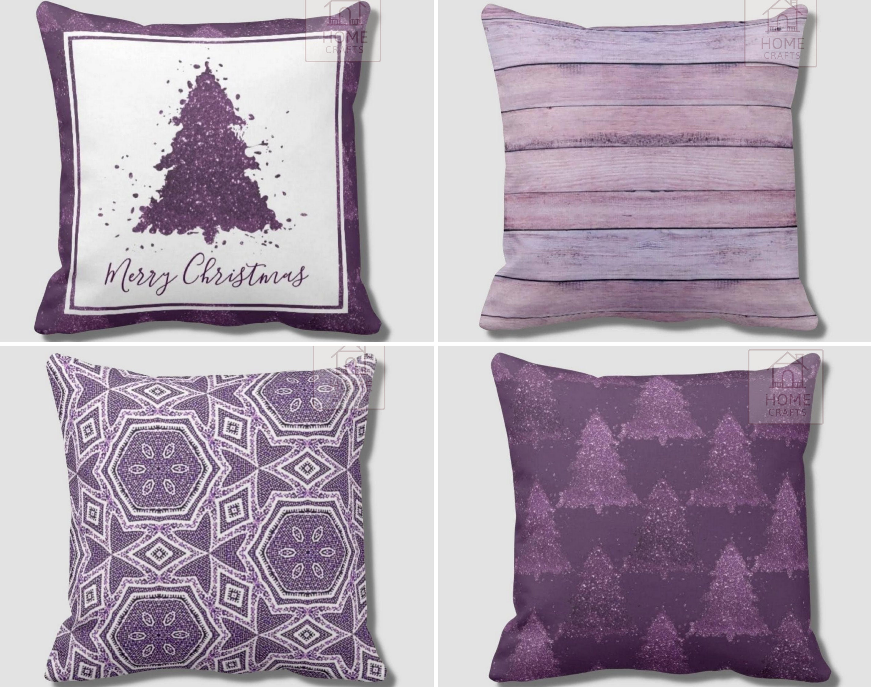 Purple Xmas Pillow Cases Christmas Tree Pillow Top Decorative Cushion Cover New Year Eve Pillow Cover Noel Throw Pillows Xmas Presents Etsy Canada