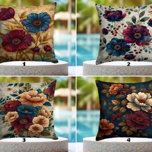 OUTDOOR Vintage Flowers Pillowcase, Peony Water Resistant Pillow Cover, Fashionable Cushion Case, Stylish Pillow Slip, Elegant Home Deco