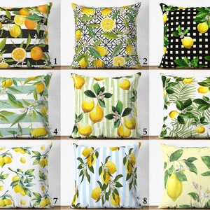 Outdoor Lemon Pillow Covers, Lemon Room Décor, Lemon Print Cushion Cases, Lemon Coloured Pillowcase, Lemon Theme Décor, Lemon Cushion Covers