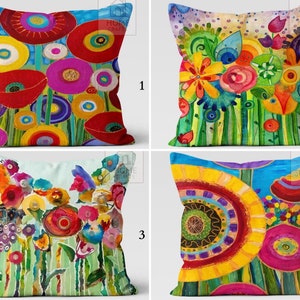Stunning Colorful Floral Pillow Cases, Magical Pillow Cover, Summer Cushion Case, Decorative Pillow with Different Size Options, House Gifts image 6