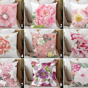 Pink Floral Pillow Covers, Decorative Trend Pillow Case, Flower Accent Cushion Cover, Flower Outdoor Pillow Slip, Fashionable Pillow Sham