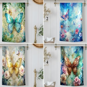Butterfly Kitchen Towel, Enchanted Garden Dish Towel, Magical Floral Butterfly Tea Towel, Pastel Fairycore Kitchen Deco, Spring Gift for Her