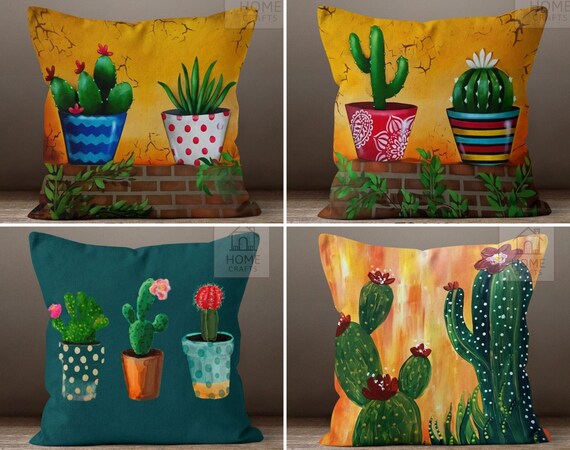 Housse de coussin décorative cactus, taie d'oreiller plante du