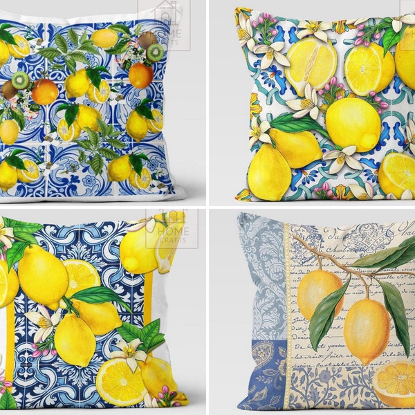 Lemon Outdoor Cushion Case, Lime Pillow Cover, Citrus Outdoor Pillow, Lemon Sofa Cushion, Lemon Porch Pillow, Lemon Pillow Top, Gift for Her