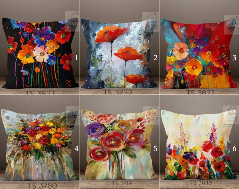 Stunning Colorful Floral Pillow Cases, Magical Pillow Covers, Summer Cushions, Decorative Pillow with Different Size Options, Home Fashions image 8