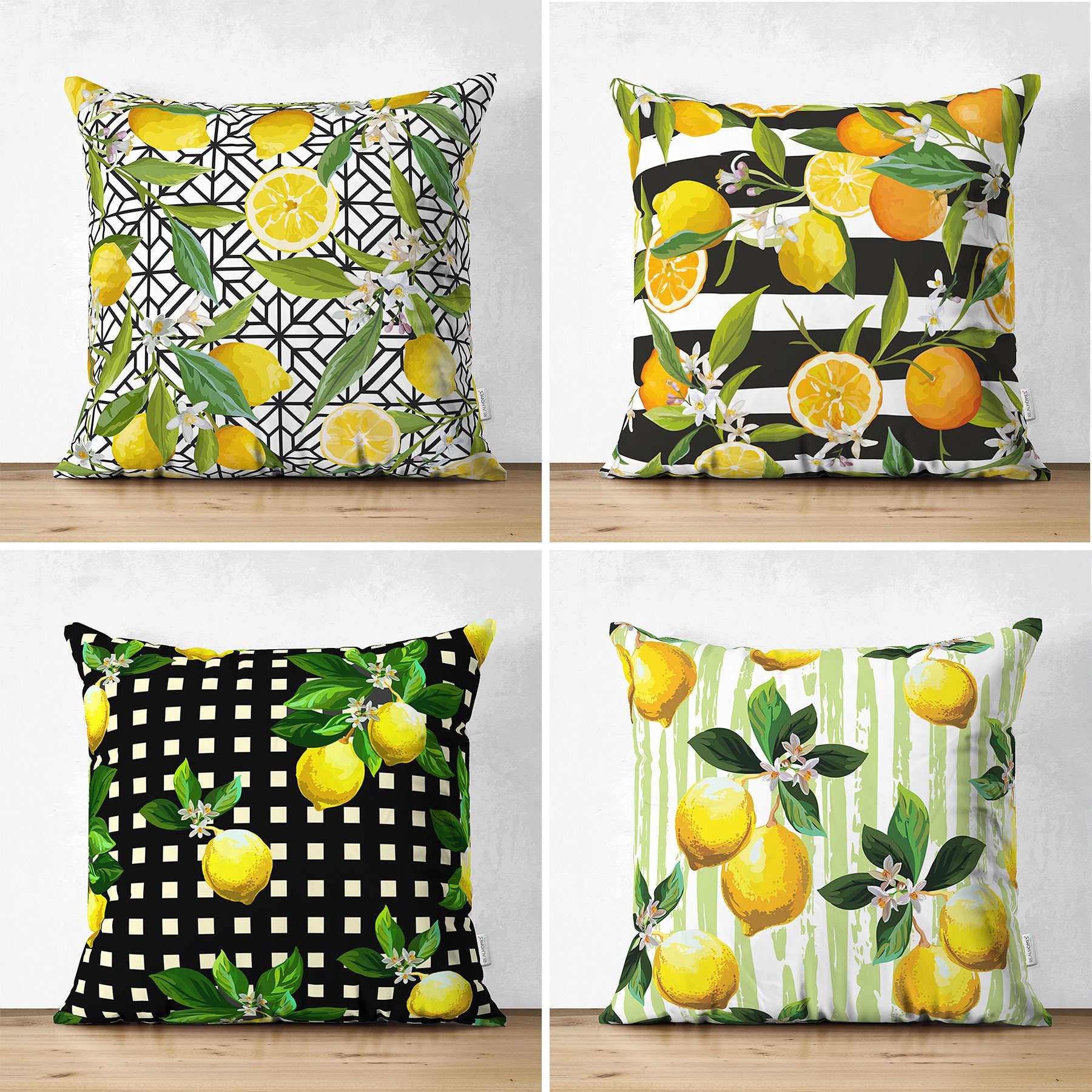 lemon print pillows