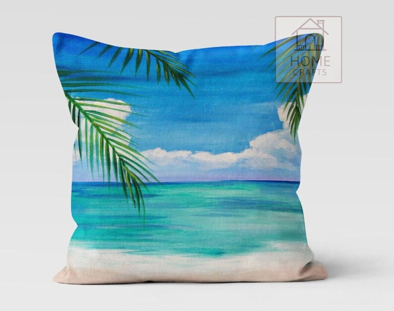 Coastal Tropical Pillow Cases Palm Tree Pattern Pillow Etsy