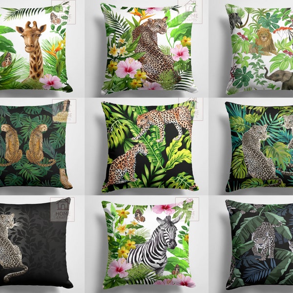 Jungle Decorative Pillow Shams, Leopard Pillow Covers, Cheetah Pillow Case, Giraffe Throw Cushion Covers, Animal Print Pillow Top, Home Gift