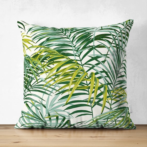Copricuscini dal design a foglie tropicali, cuscino per divano stampato con  foglie di Monstera, cuscino in foglia di palma, cuscini decorativi con  foglie blu, decorazioni per la biancheria da letto 