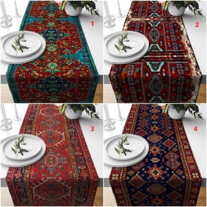 Rug Style Table Runner, Ethnic Table Topper, Turkish Kilim Printing Aztec Collection Table Sheet, Southwestern Table Cover, Boho Table Decor