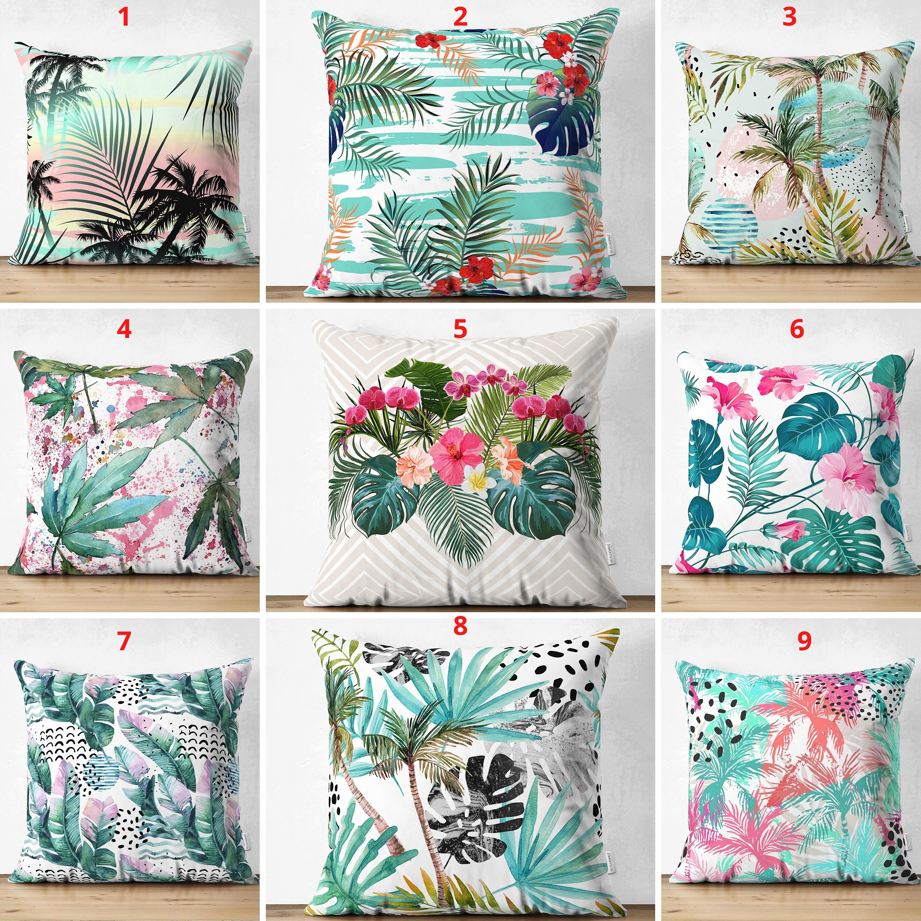 palm print outdoor pillows
