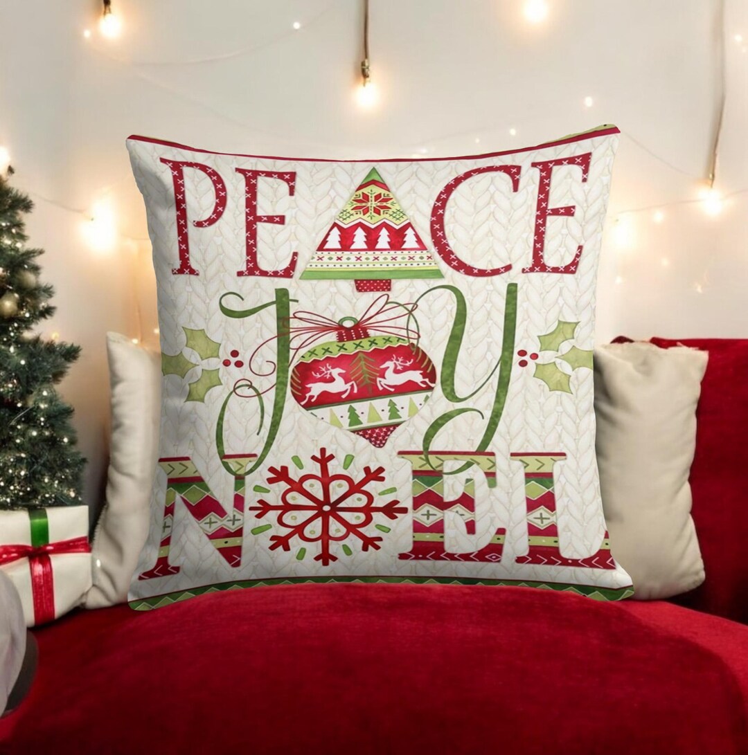 Green Red Merry Christmas Style Pillow Covers, New Year Throw Pillow ...