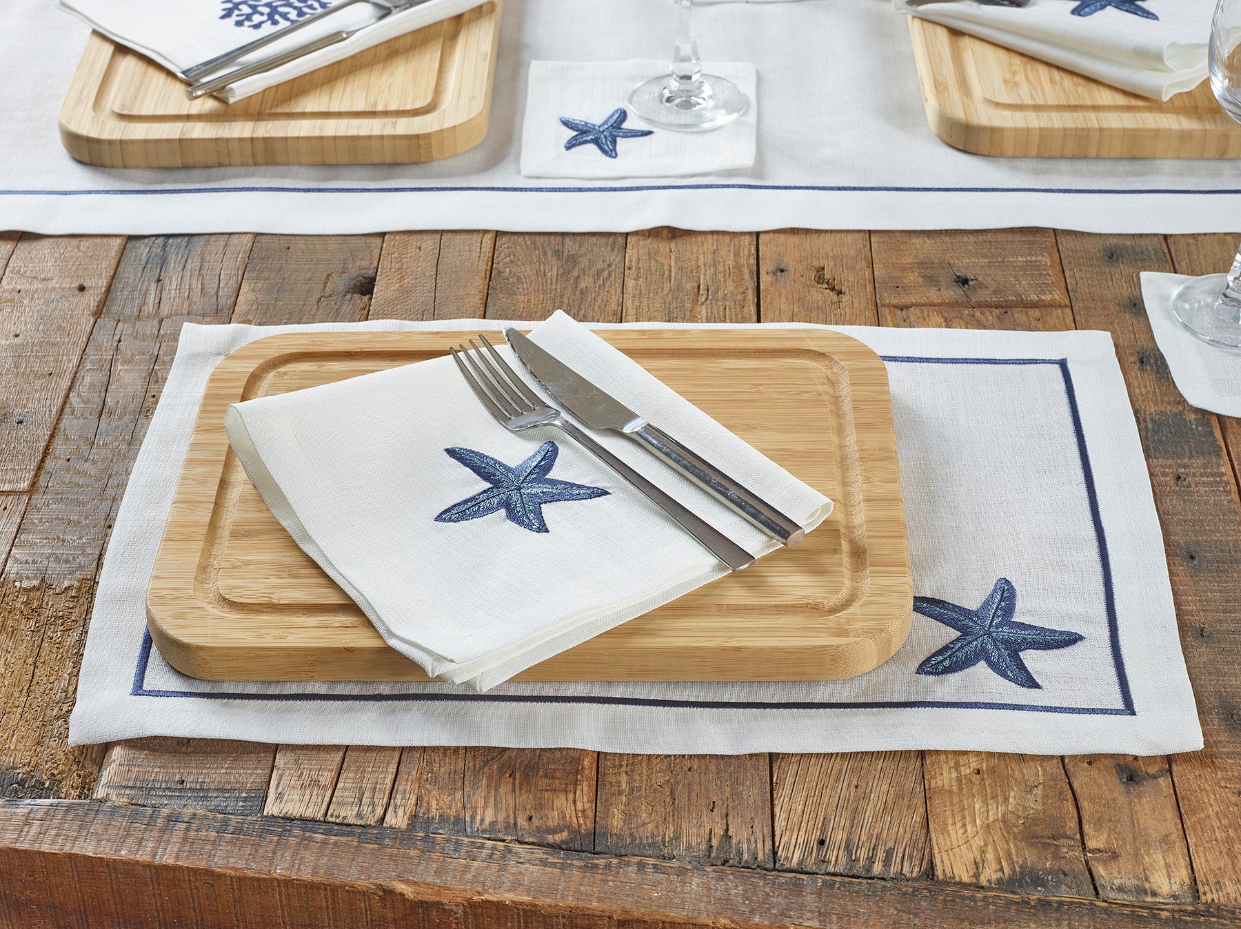 Navy Blue Cocktail Napkins Embroidered Linen Coffee Napkins Etsy