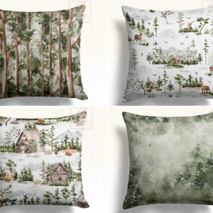 Jungle Pattern Pillowcase, Deer Design Pillow Cover, Mountain House Style Throw Pillow Sham, Forest Pillow Top, Xmas Cushion Case, Home Gift