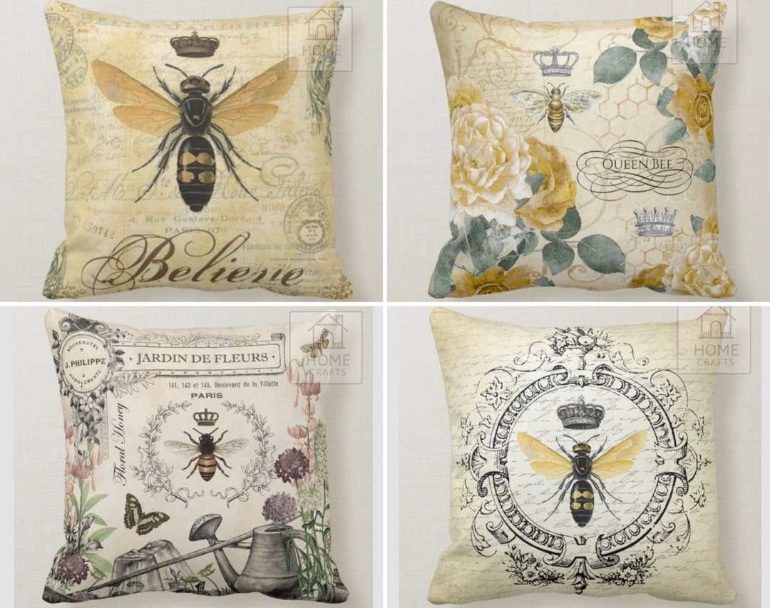 Queen Bee Pillow Cover Honeybee Pillow Case Bee Throw Etsy