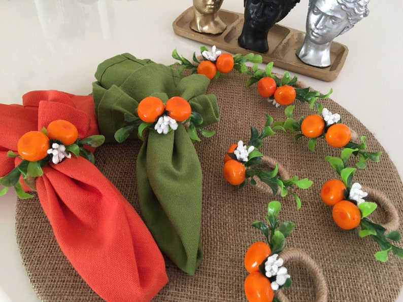 Mandarin Napkin Rings Faux Fruit Table Decor Luxury Napkin Etsy