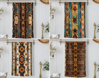 Southwestern Tribal Kitchen Towel, Aztec Boho Geometric Decor