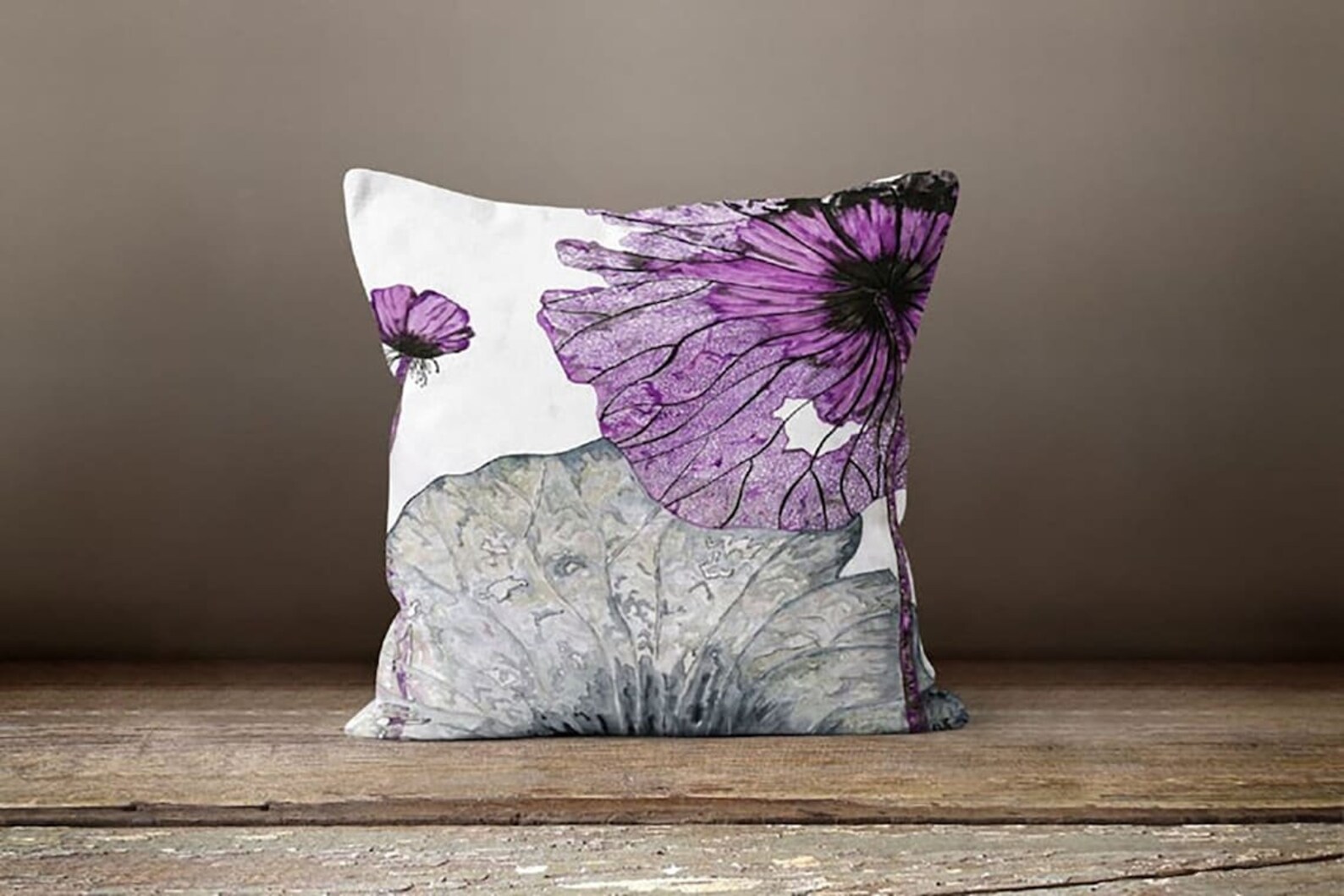 Purple Pillow Cases Floral Throw Pillow Summer Trend Cushion Etsy