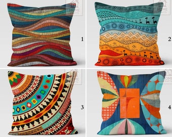 Tribal Pattern Pillow Covers, Decorative Cushion Case, Indian Pillow Sham, Ethnic Pillowcase, Desert Cushion, Art Cushion, Boho Home Decor
